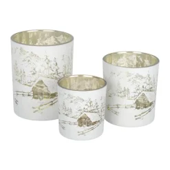 Casa Christmas Fyrfadsstage H 10 cm - Glas - Hvid/guld