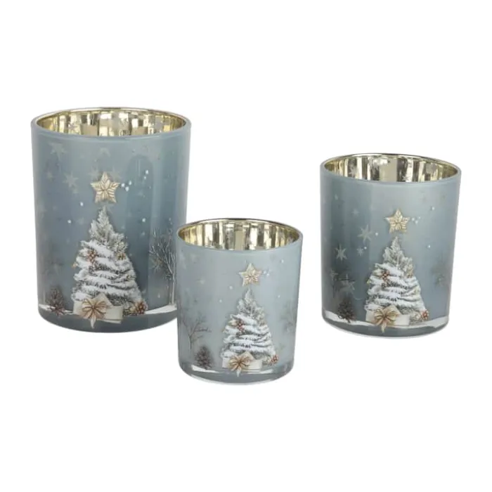 Casa Christmas Fyrfadsstage Ø 9 x H 10 cm - Glas