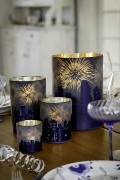 Casa Christmas Fyrfadsstage H 18 cm - Glas - Blå