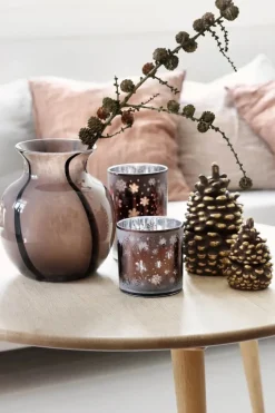 Casa Christmas Hurricane Fyrfadsstage H 15 cm - Glas - Brun/sølv