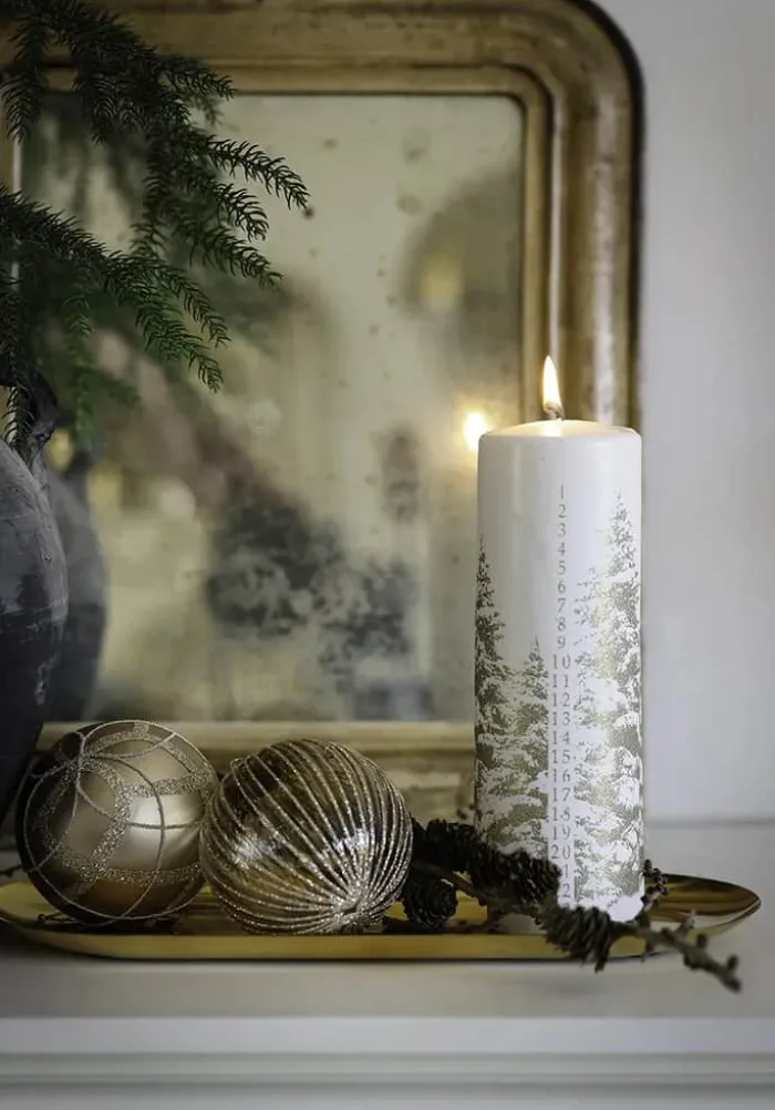 Casa Christmas Julekugle Ø 8 cm - Glas - Beige/glimmer