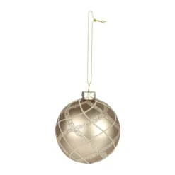 Casa Christmas Julekugle Ø 8 cm - Glas - Beige/glimmer
