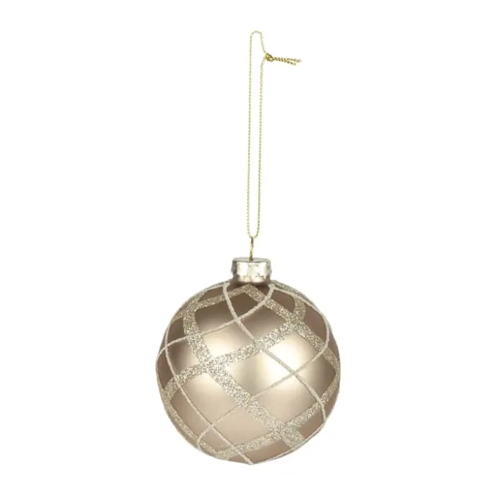 Casa Christmas Julekugle Ø 8 cm - Glas - Beige/glimmer