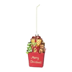 Casa Christmas Julekugle - Gavepose H 11,7 cm - Glas - Multifarvet