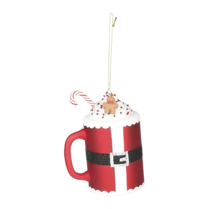 Casa Christmas Julekugle - Santa Krus H 12,4 cm - Glas/plastik - Rød