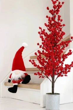 Casa Christmas Julemand H 65 cm - Stof i flere kvaliteter - Rød/hvid/sort
