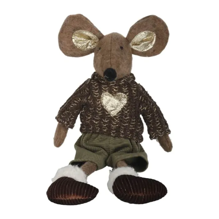 Casa Christmas Julemus- Dreng H 36cm - Polyester - Beige/brun