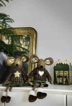 Casa Christmas Julemus - Pige H 36cm - Polyester - Beige/brun