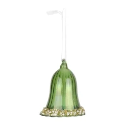 Casa Christmas Juleophæng - Klokke H 8,3 cm - Glas - Mørkegrøn
