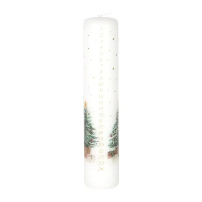 Casa Christmas Kalenderlys Ø 5 x H 25 cm - Parrafin - Hvid