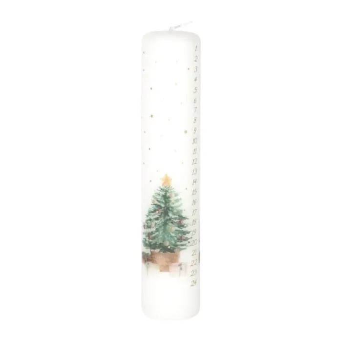 Casa Christmas Kalenderlys Ø 5 x H 25 cm - Parrafin - Hvid