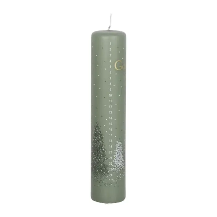 Casa Christmas Kalenderlys Ø 5 x H 25 cm - Paraffin - Grøn