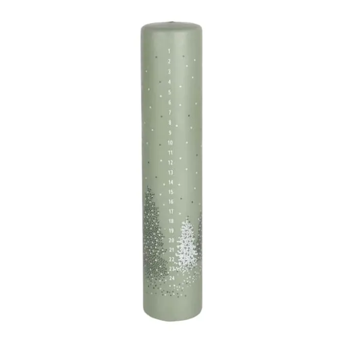 Casa Christmas Kalenderlys Ø 5 x H 25 cm - Paraffin - Grøn
