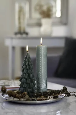 Casa Christmas Kalenderlys Ø 5 x H 25 cm - Paraffin - Grøn