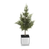 Casa Christmas Kunstigt Thuja-træ H 20 cm - Plastik/glas -Grøn/sølvfarvet