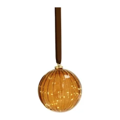 Casa Christmas LED Ophæng - Kugle Ø 14 cm - Glas/plastik - Brun