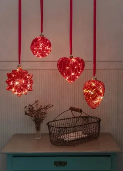 Casa Christmas LED Ophæng - Kugle Ø 14 cm - Glas/plastik - Rød