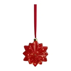 Casa Christmas LED Ophæng - Stjerne Ø 19 cm - Glas/plastik - Rød