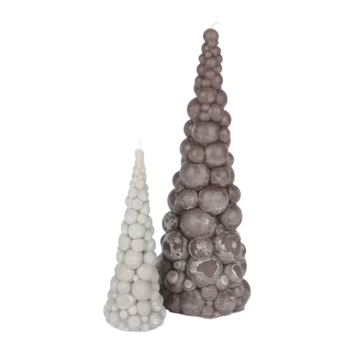 Casa Christmas Lys - Bubble Juletræ Ø 6,5 x H 18 cm - Paraffin - Beige