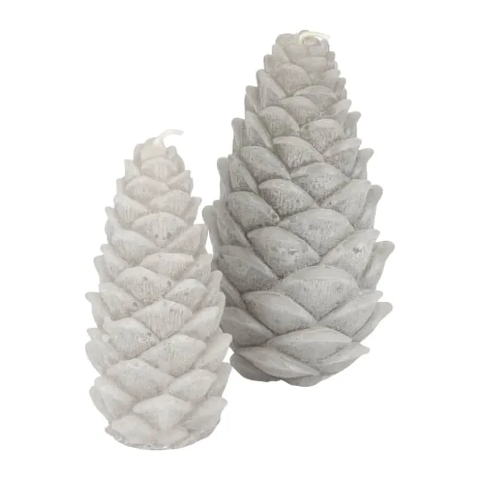 Casa Christmas Lys - Kogle Ø 9 x H 16 cm - Paraffin - Lysebrun