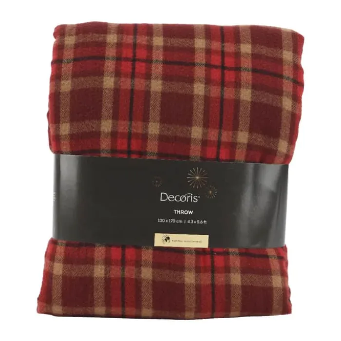 Casa Christmas Plaid B 130 x L 150 cm - Polyester - Rød/bordeaux