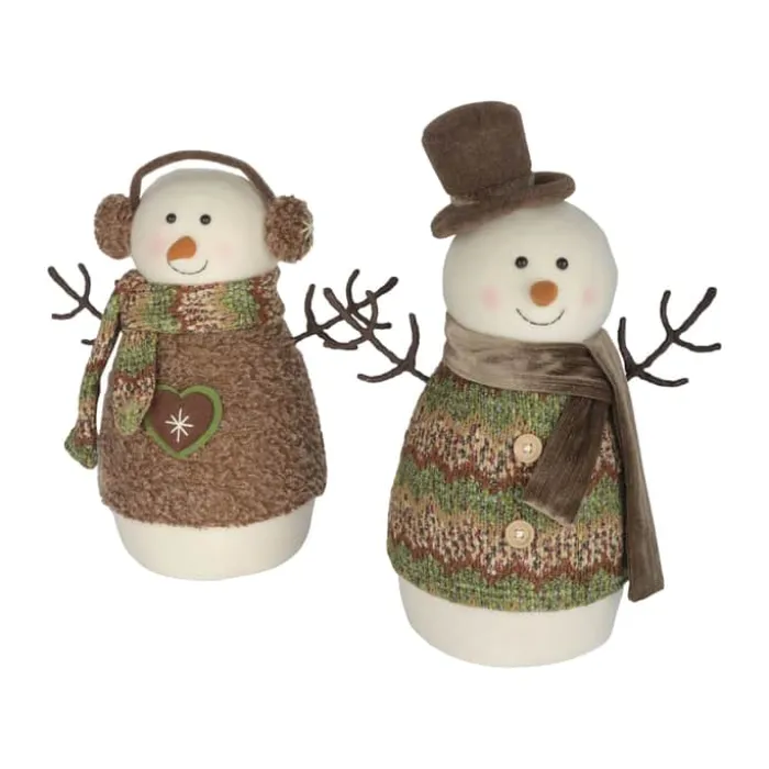 Casa Christmas Snemand H 32 cm - Polyester/plastik - Brun