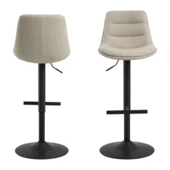 CASA Living Adisa Barstol - 2 stk H 95 x D 47 cm - Stof/stål - Beige/sort