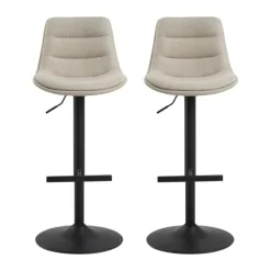 CASA Living Adisa Barstol - 2 stk H 95 x D 47 cm - Stof/stål - Beige/sort