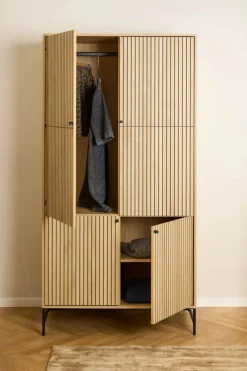 CASA Living Albany klædeskab H 200 x B 99 x L 60 cm - Melamin/stål - Natur