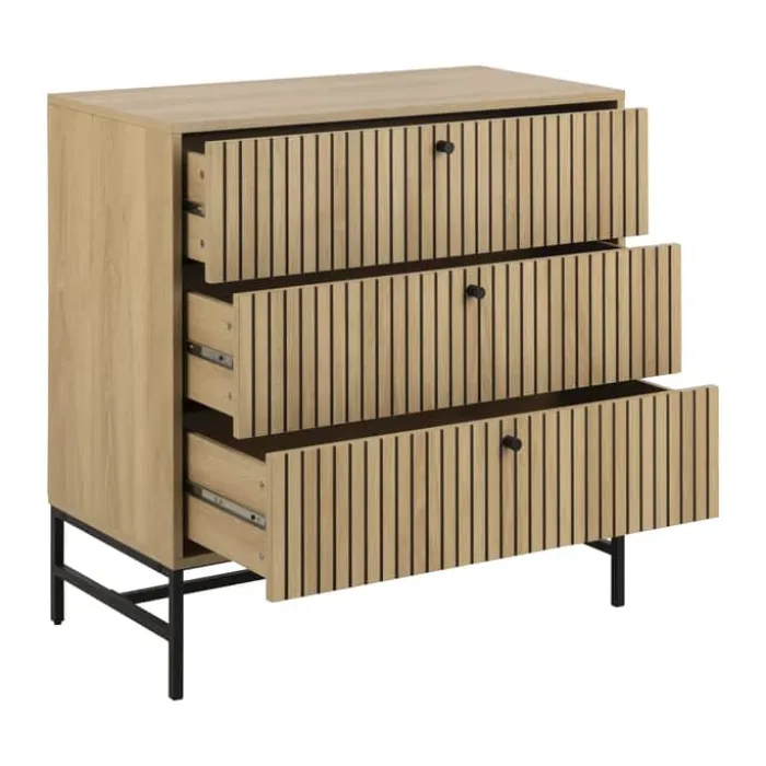 CASA Living Albany Kommode H 80,4 x B 80,6 x L 40 cm - Melamin/stål - Natur