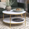 CASA Living Alisma Sofabord Ø 80 x H 45 cm - Metal/glas - Hvid/gylden krom