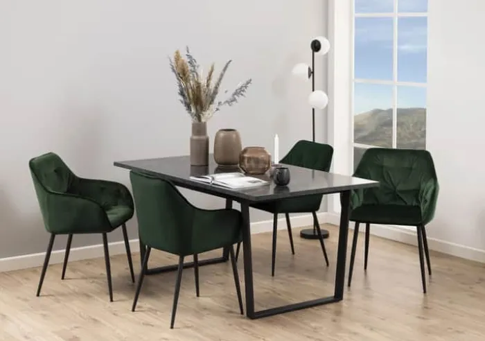 CASA Living Amble Spisebord H 74 x B 160 x D 90 cm - Melamin/metal - Sort