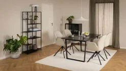 CASA Living Aura Spisebordsstol H 91 x B 60,5 x D 58,5 cm - Stål/stof - Beige