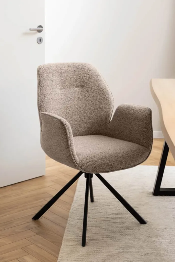 CASA Living Aura Spisebordsstol H 91 x B 60,5 x D 58,5 cm - Stål/stof - Beige