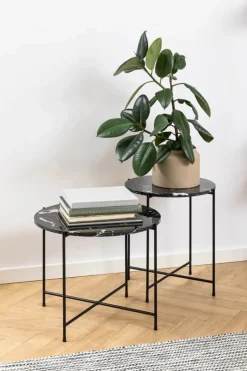 CASA Living Avila Hjørnebord Ø 52 x H 40 cm - Metal - Sort
