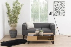CASA Living Azalea Sofabord H 35 x B 60 x L 110 cm - Glas/melamin/metal - Sort