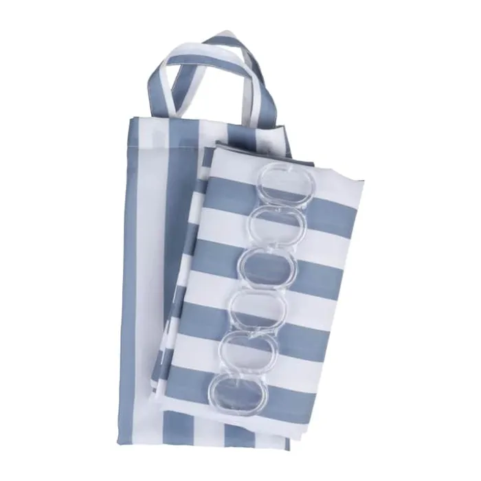 CASA Living Badeforhæng B 180 x L 200 cm - Polyester - Blåstribet