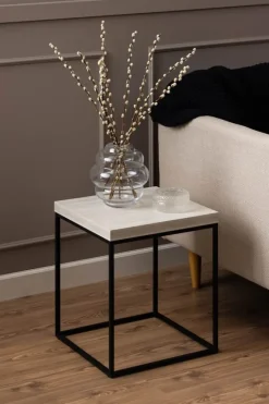 CASA Living Barossa Sofabord H 45 x B 40 x L 40 cm - Metal/papir - Beige