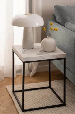 CASA Living Barossa Sofabord H 45 x B 40 x L 40 cm - Metal/papir - Hvid