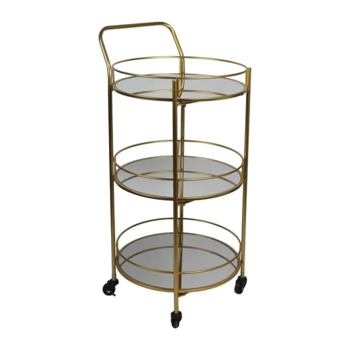 CASA Living Barvogn H 82 x B 54 x L 47 cm - Jern/glas - Guldfarvet