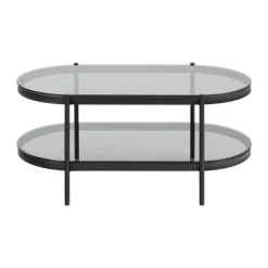 CASA Living Bayonne Sofabord H 42 X B 50 x L 95 cm - Glas/metal - Grå/sort
