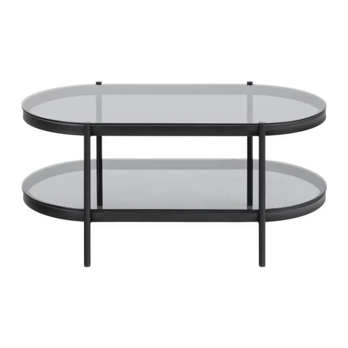 CASA Living Bayonne Sofabord H 42 X B 50 x L 95 cm - Glas/metal - Grå/sort