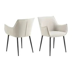 CASA Living Bonita Spisebordsstol med armlæn - 2 stk H 82,5 x B 56 x D 56 cm - Stof/stål - Beige