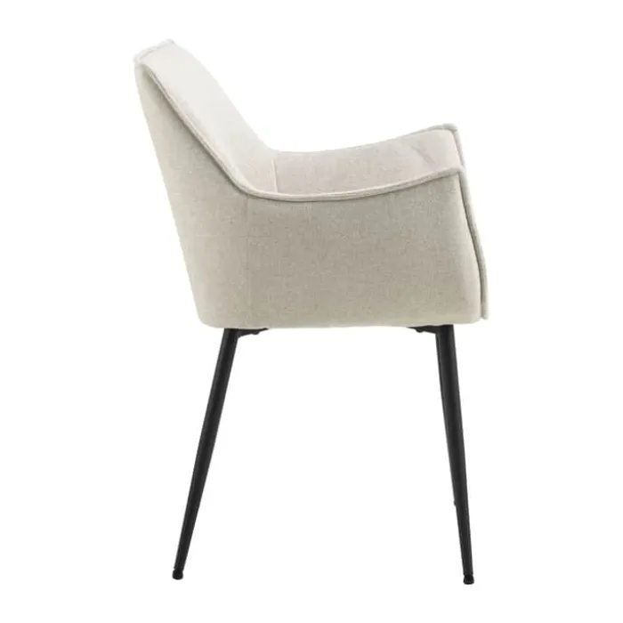 CASA Living Bonita Spisebordsstol med armlæn - 2 stk H 82,5 x B 56 x D 56 cm - Stof/stål - Beige