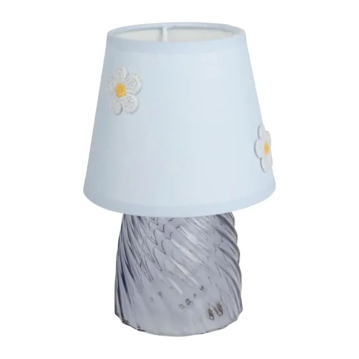CASA Living Bordlampe H 19,5 cm - Glas/bomuld - Lyseblå