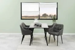 CASA Living Brooke Spisebordsstol - 2 stk. H 83 x B 58 x D 55 cm - Metal/stof - Mørk antracit/sort
