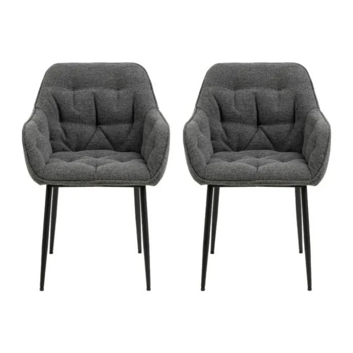 CASA Living Brooke Spisebordsstol - 2 stk. H 83 x B 58 x D 55 cm - Metal/stof - Mørk antracit/sort