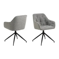 CASA Living Brooke Spisebordsstol H 82 x B 57 x D 54,5 cm - Metal/stof - Grå/sort