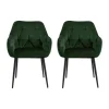 CASA Living Brooke Spisebordsstol - 2 stk. H 83 x B 58 x D 55 cm - Metal/stof - Skovgrøn/sort