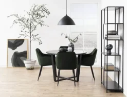 CASA Living Brooke Spisebordsstol - 2 stk. H 83 x B 58 x D 55 cm - Metal/stof - Skovgrøn/sort